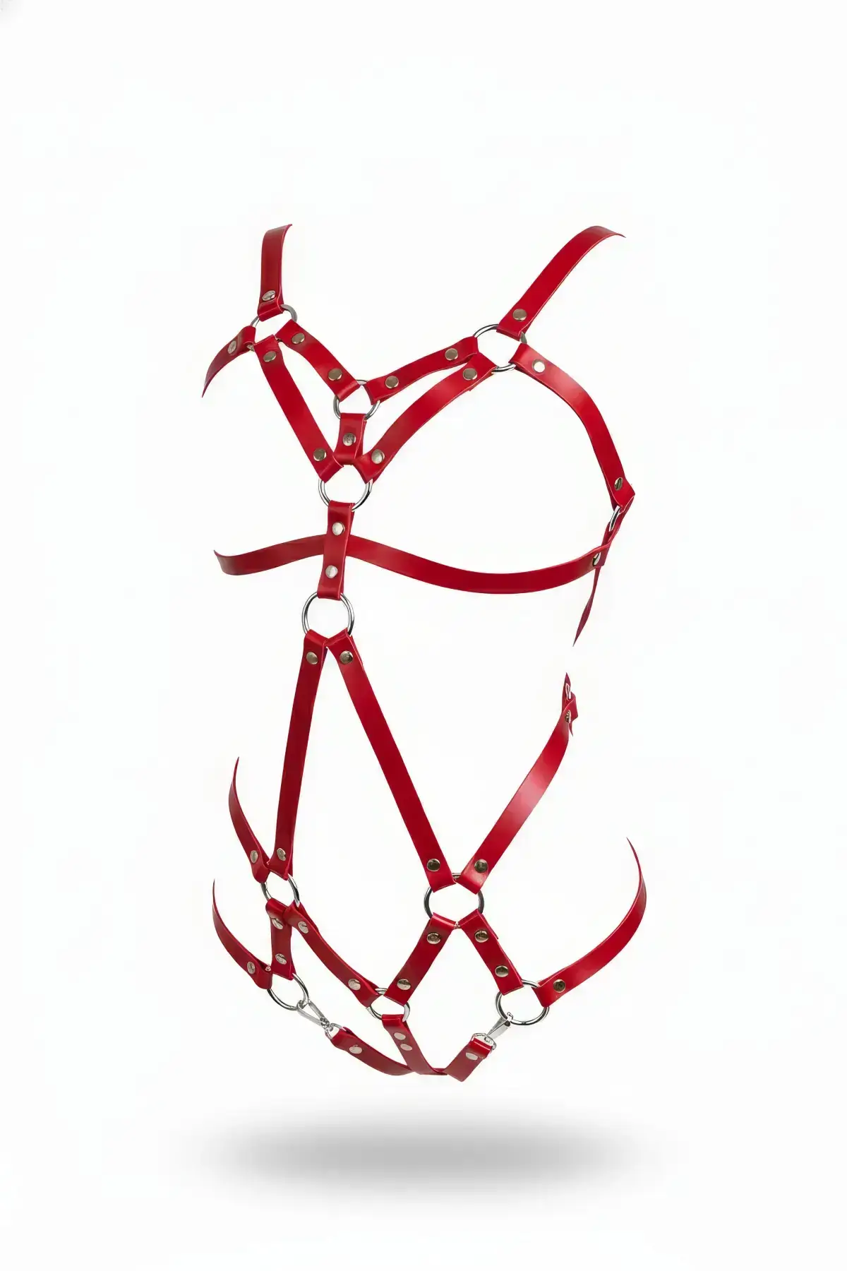 Red Body Harness Faux Leather Multi-Strap Body Decor - SH716