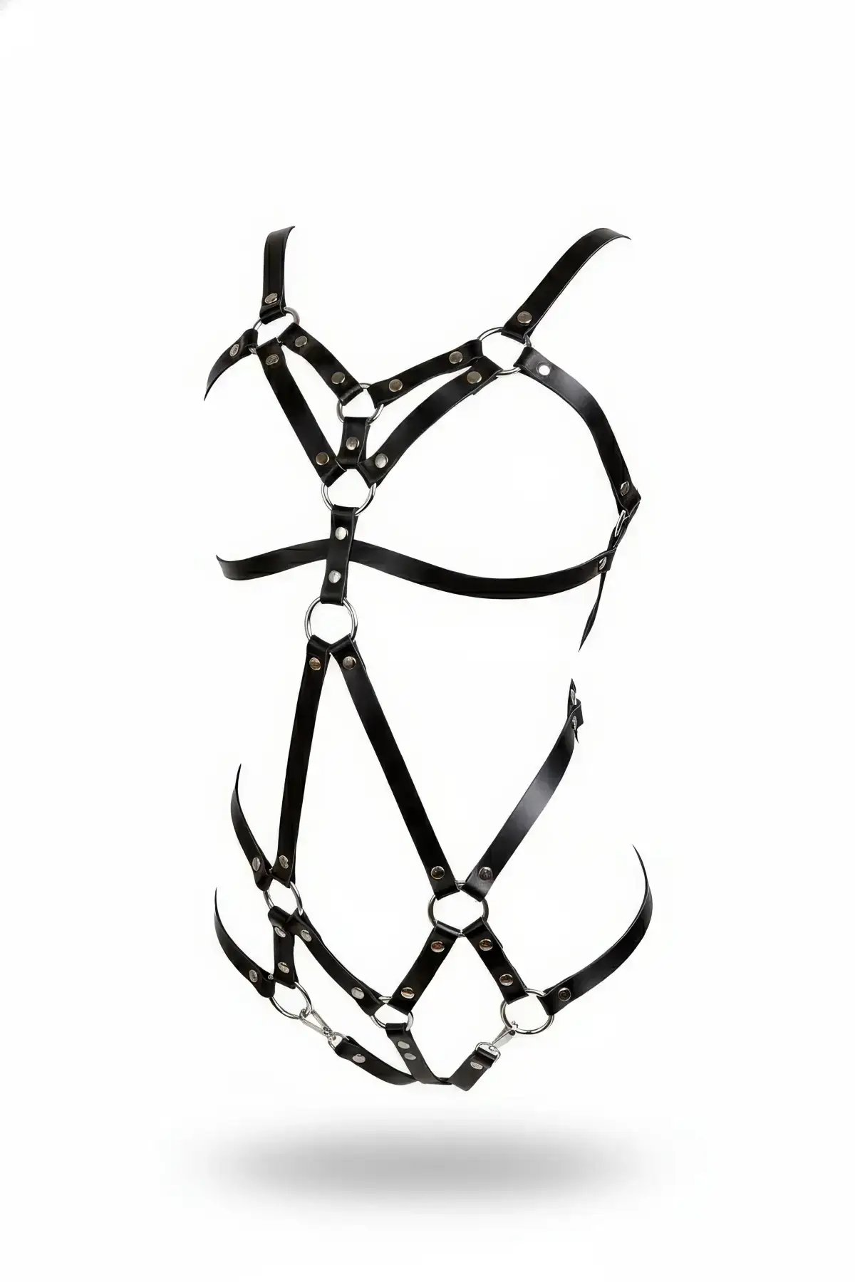 135457.webp Black Leather Full Body Harness with O-Ring Detail - SH716 - Image 1