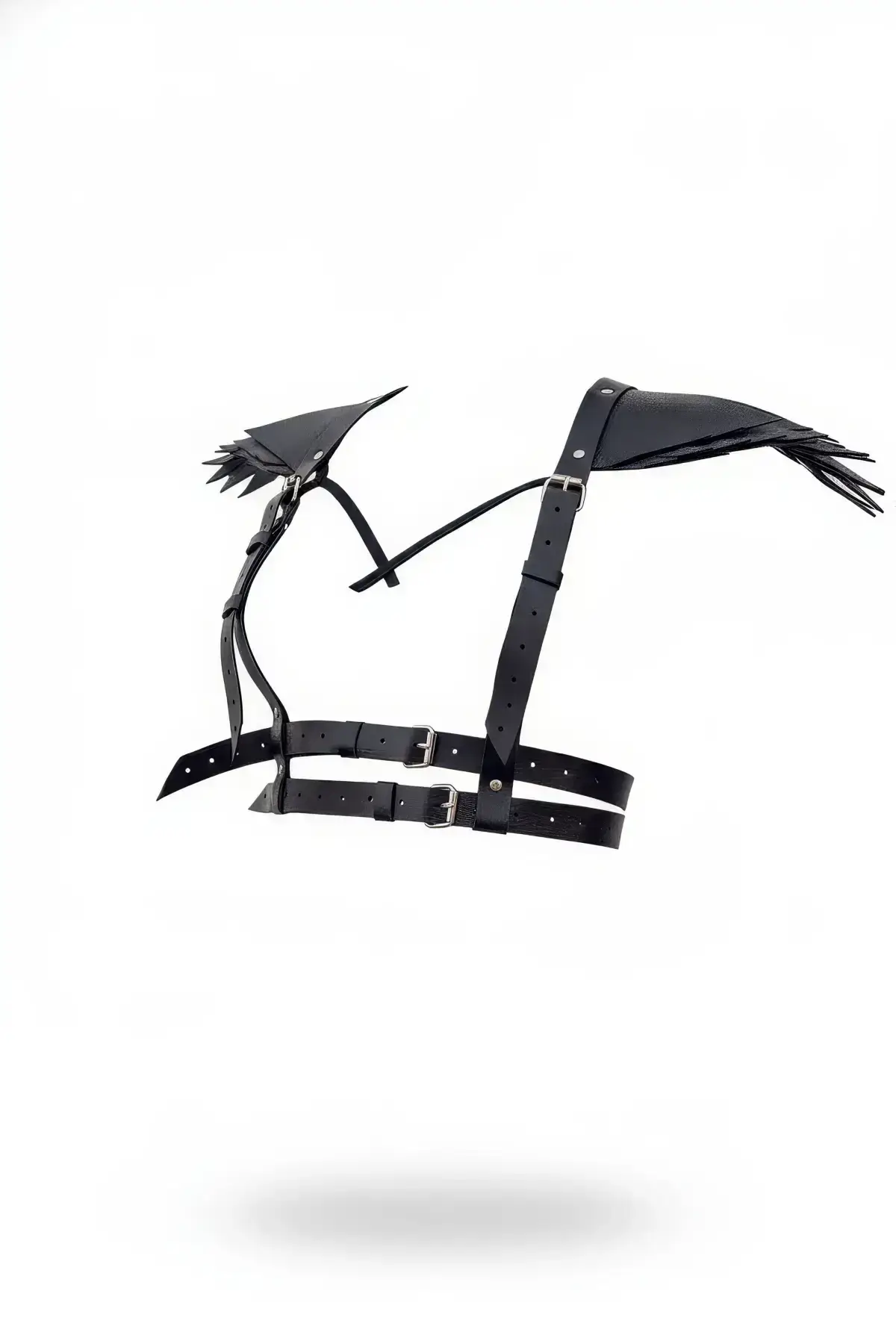 Black Women's Belt with Shoulder Detail and Buckle Body Accessory - SH717