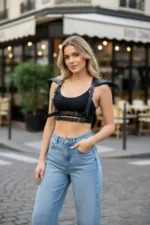 Black Women's Leather Belt Shoulder Armor Detail Body Accessory - SH717 - Image 5