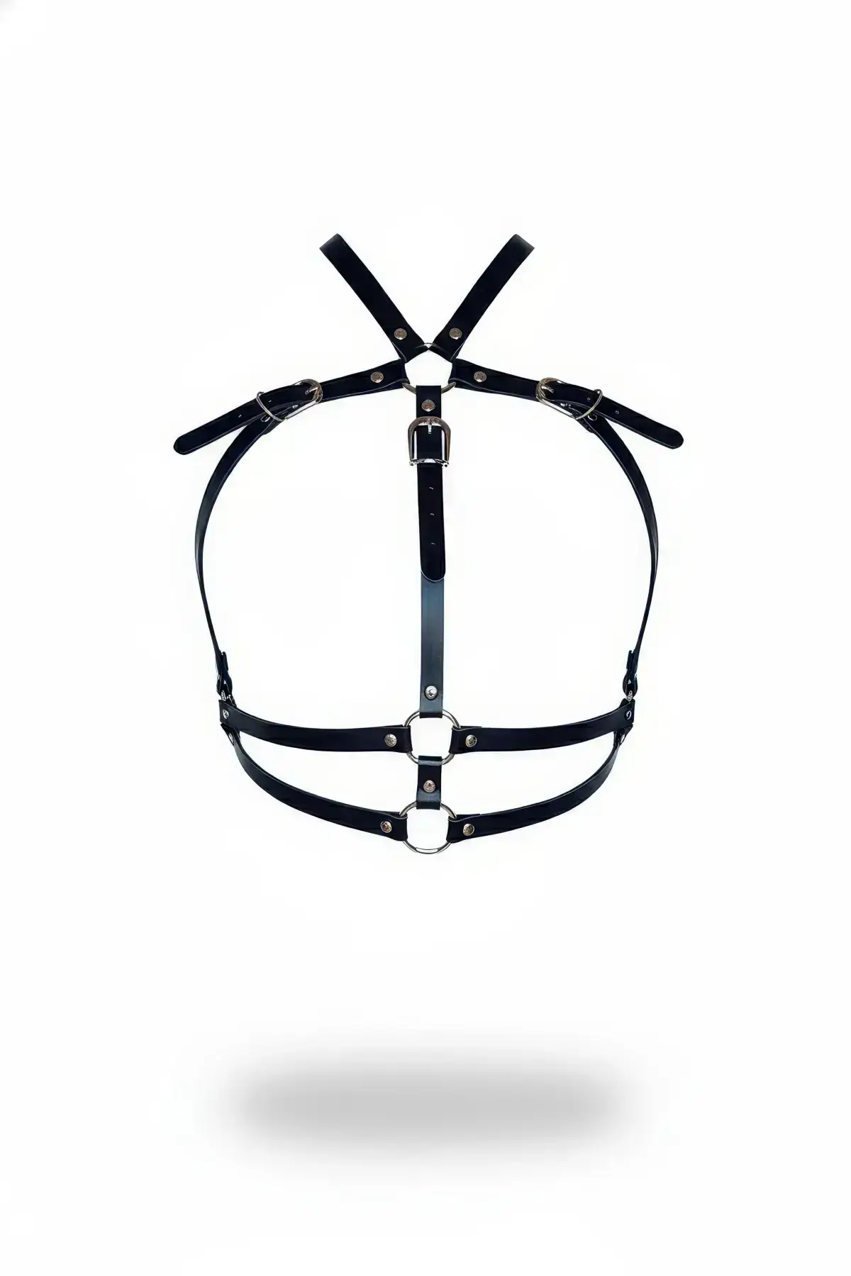 Black Women's Leather Belt Body Accessory with Ring Detail - SH728