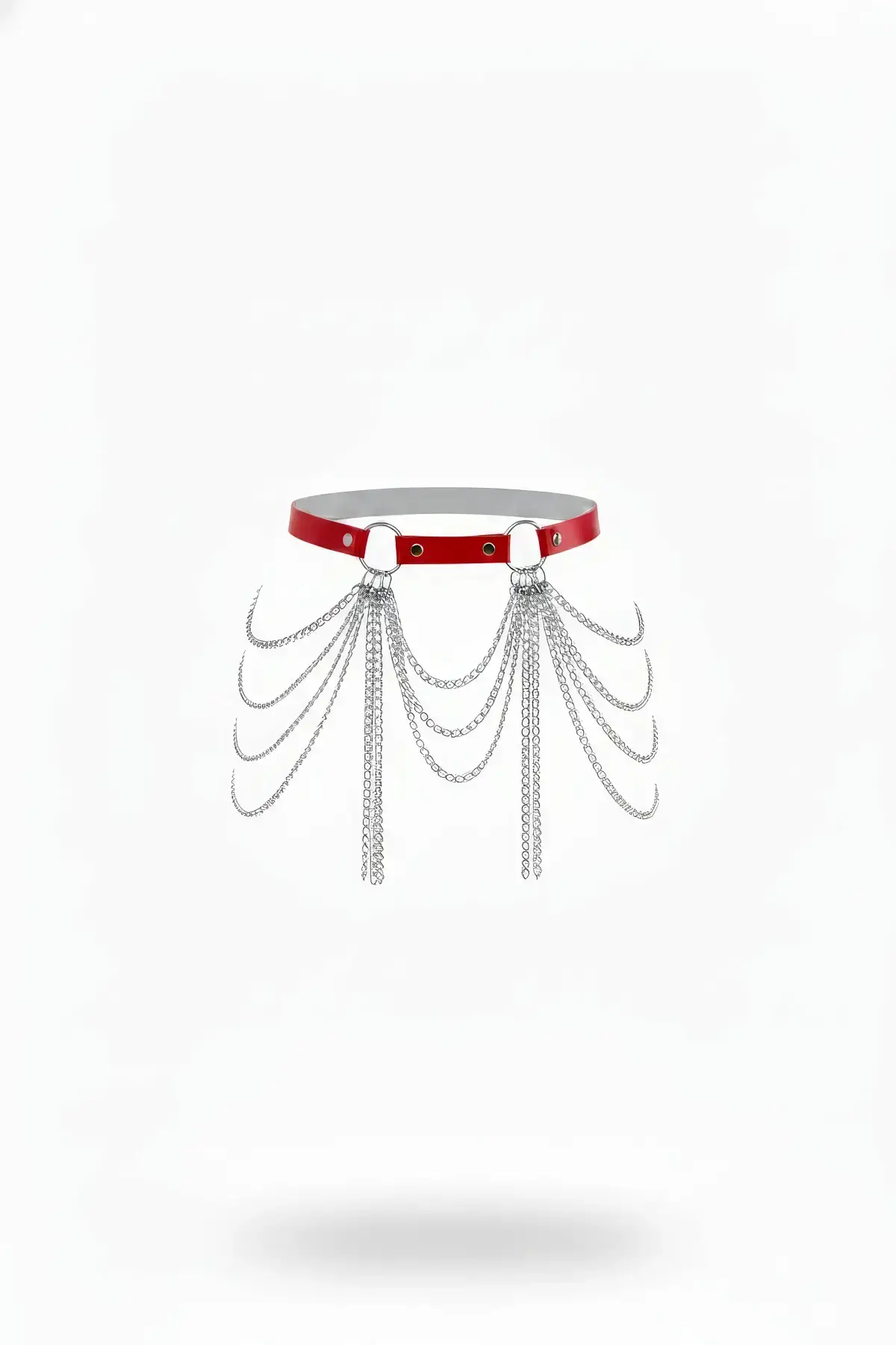 Red Women's Belt with Chain Detail Body Accessory - SH729