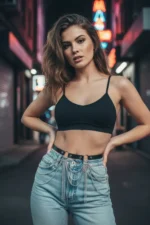 Black Women's Belt with Silver Metal Chain Detail, Trouser Accessory - SH729 - Image 3