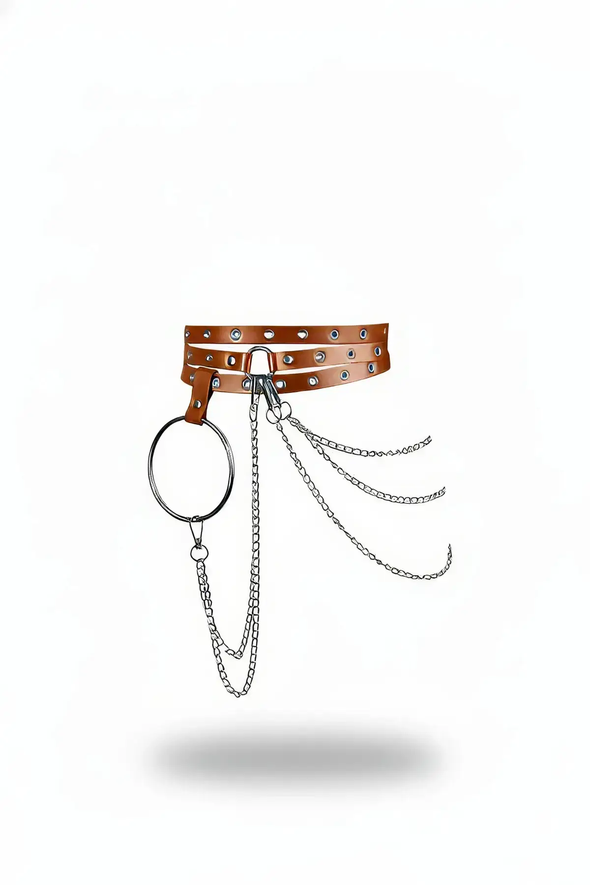 Women's Belt with Multiple Chain Detail and Studs - SH731