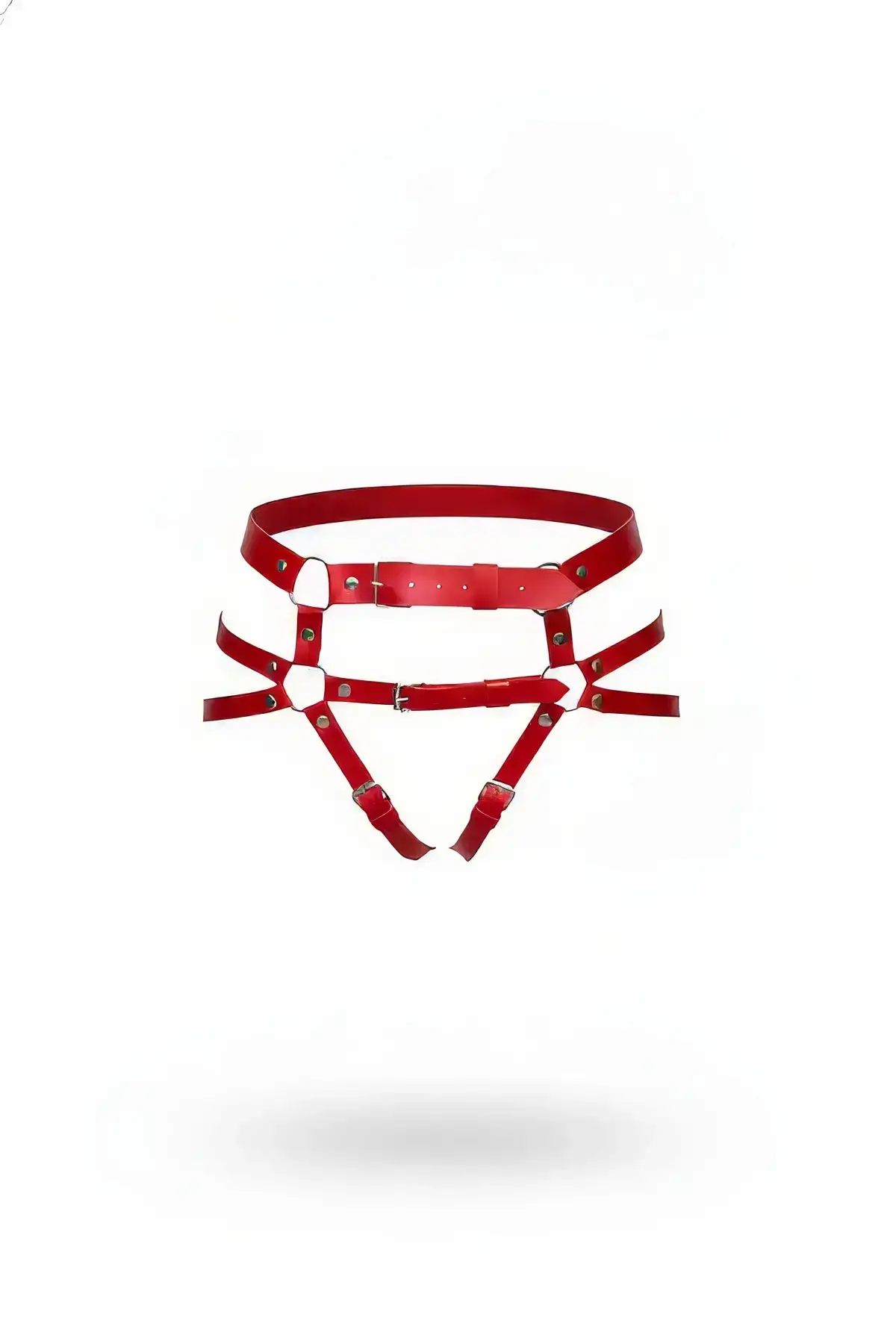 Red Thong - Body Garter with Leather Buckle - SH732