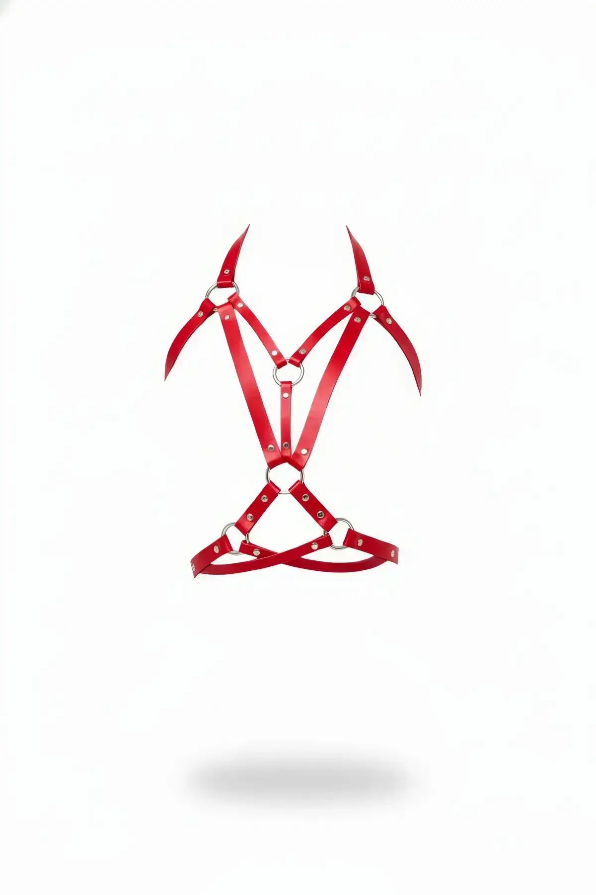 Red Women's Belt Body Accessory with Metal Ring Detail - SH744