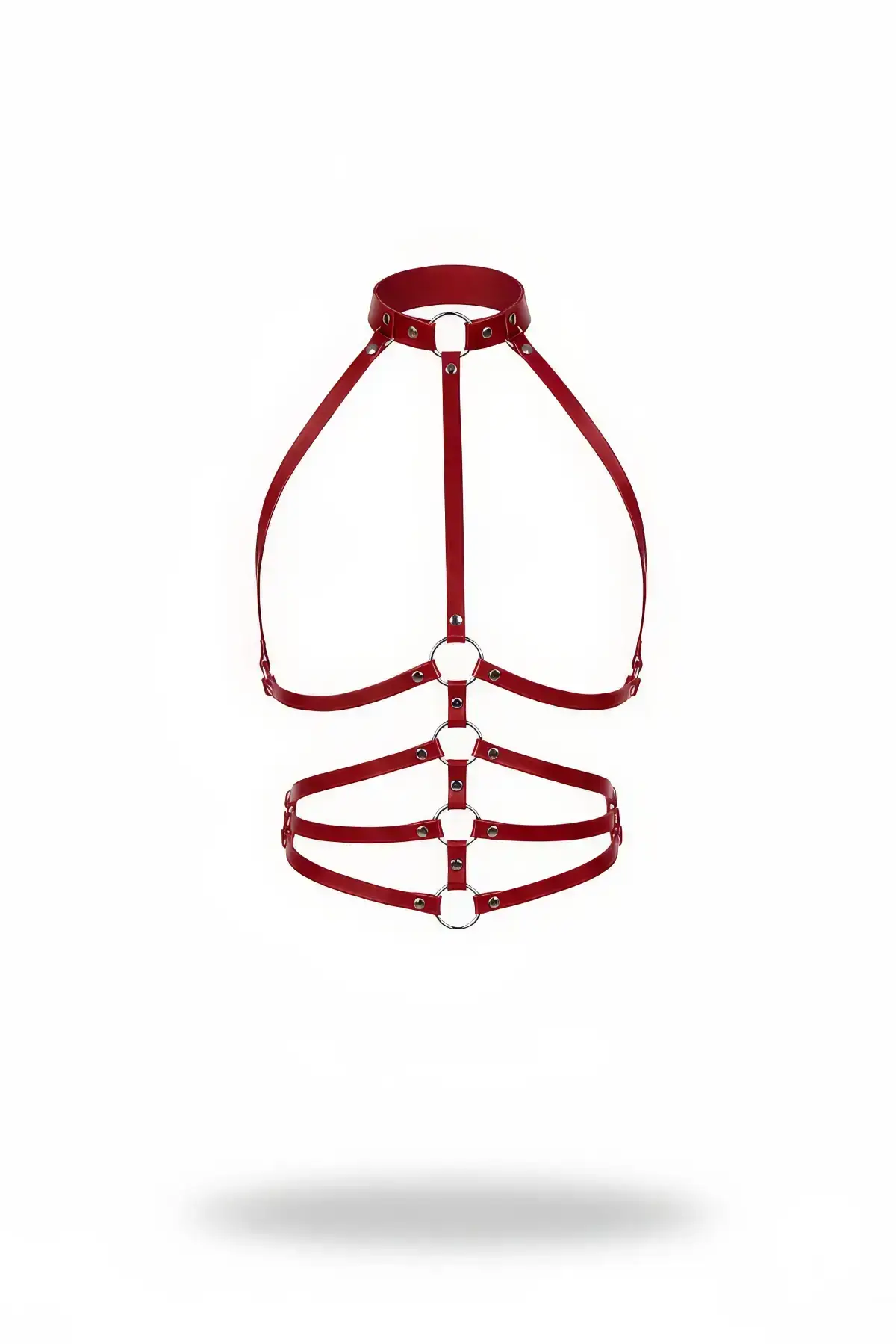 Red Women's Belt with Ring Detail, Multi-Band Body Accessory - SH749