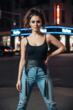 Black Women's Belt with Thick Tassels and Wide Waist - SH755 - Image 3