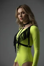 Black Women's Belt with Tassel Detail Leather Vest Accessory - SH767 - Image 3