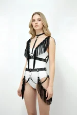 Black Women's Belt with Tassel Detail and Studded Body Accessory - SH768 - Image 8