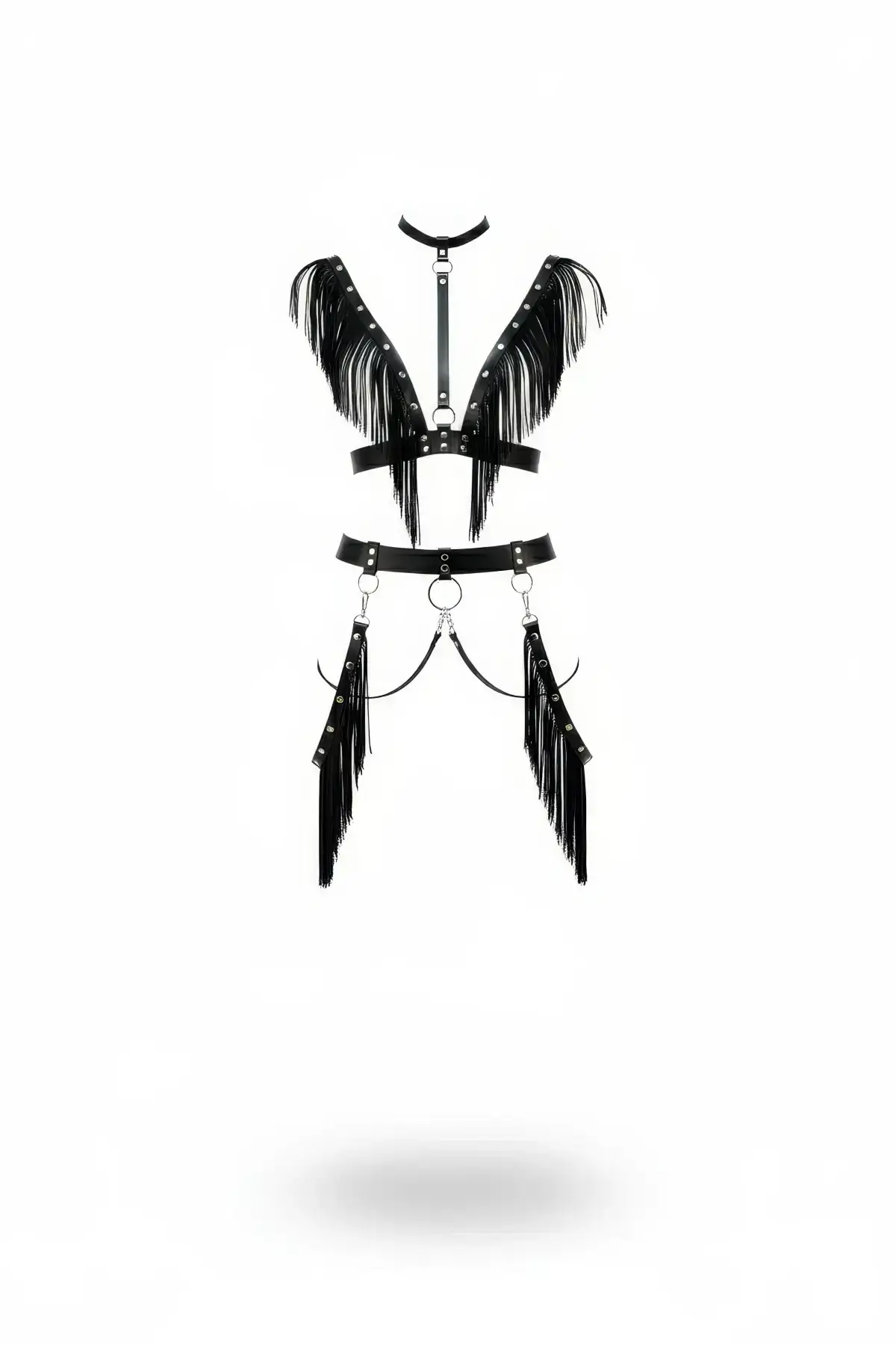 Black Women's Belt with Tassel Leather Body Accessory - SH768