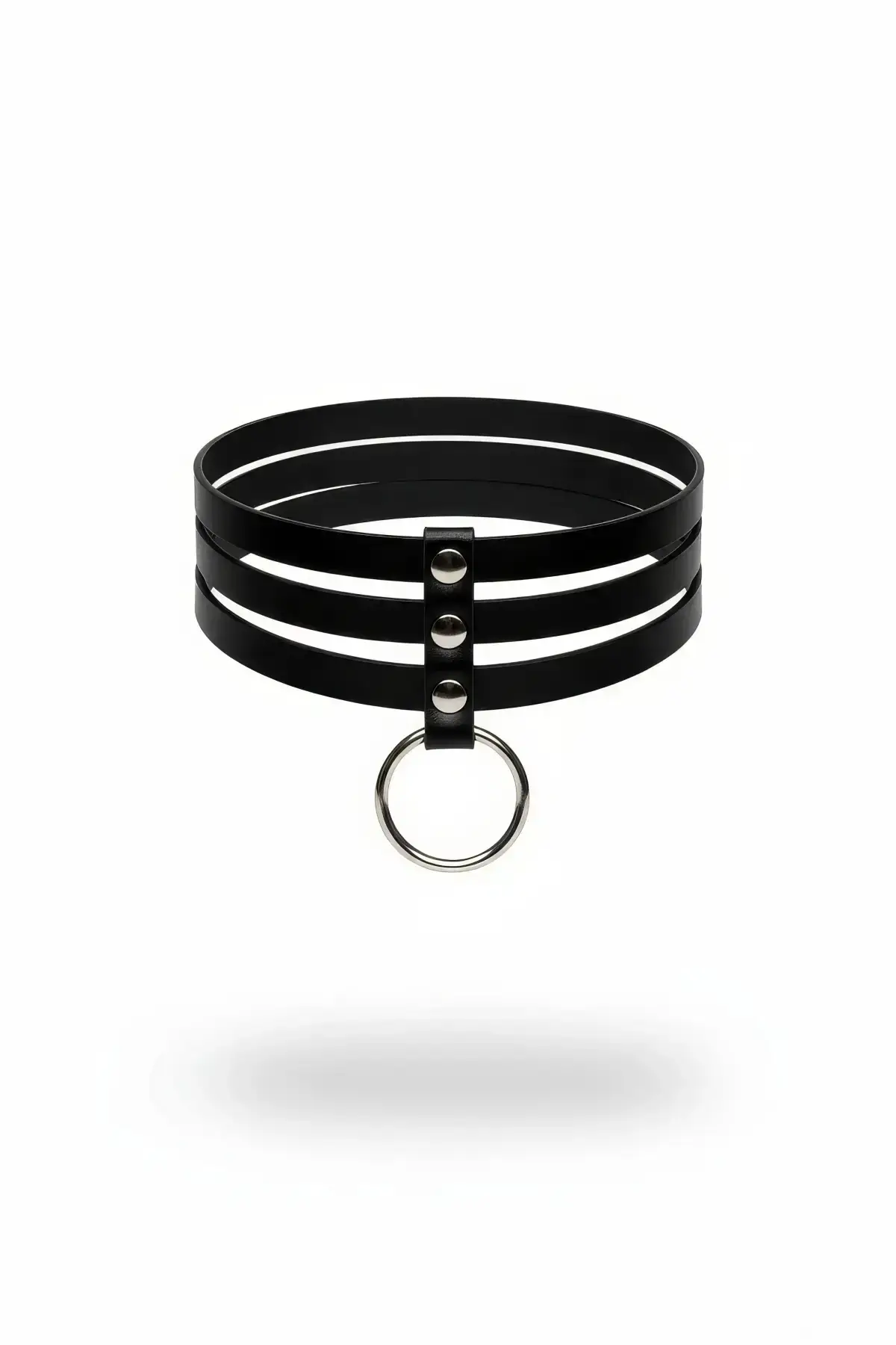 Black Choker with Three-Layer Metal Ring Detail - SH777