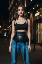 Black Women's Belt Corset Style Waist Accessory with Tassel Detail - SH787 - Image 3