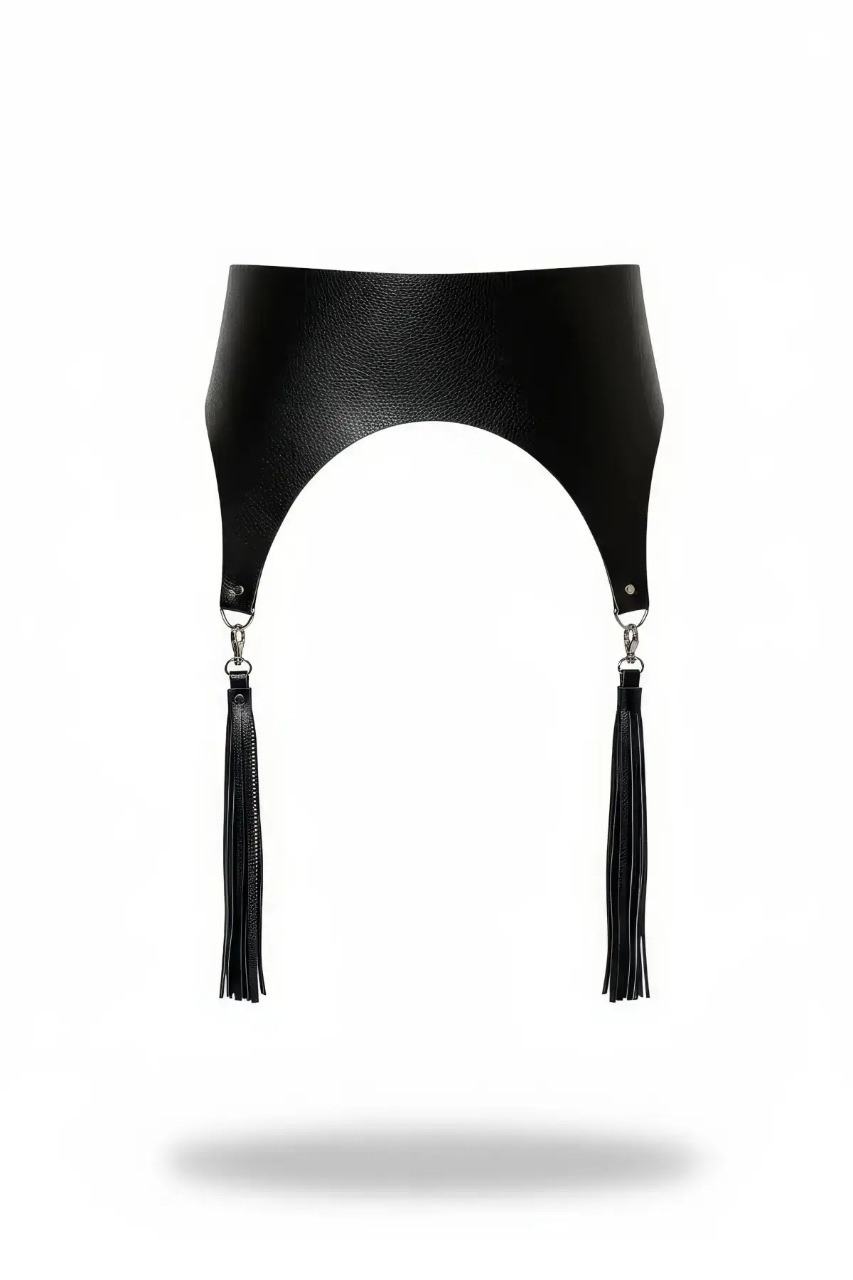 Black Women's Belt Wide Leather Corset Belt with Tassel Detail - SH788