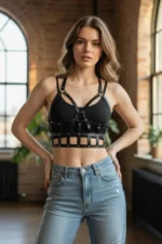 Black Women's Belt Studded Leather Body Accessory - SH819 - Image 2