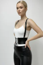 Black Women's Thick Corset Waist Accessory with Belt Tie - SH822 - Image 2
