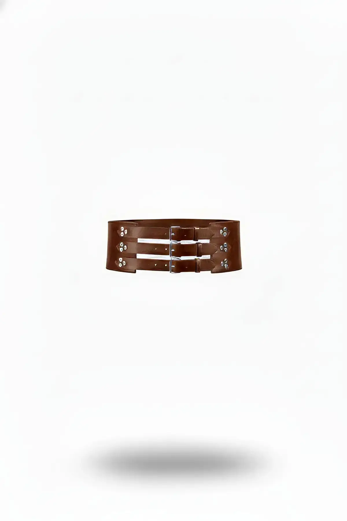 Brown Women's Belt, Thick Three-Buckle Wide Waist Accessory - SH827