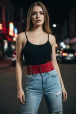 Red Women's Belt, Thick Three-Buckle Waist Accessory - SH827 - Image 4