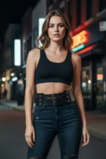 Black Women's Belt, Thick Corset Style, Three Buckle Waist Accessory - SH827 - Image 3