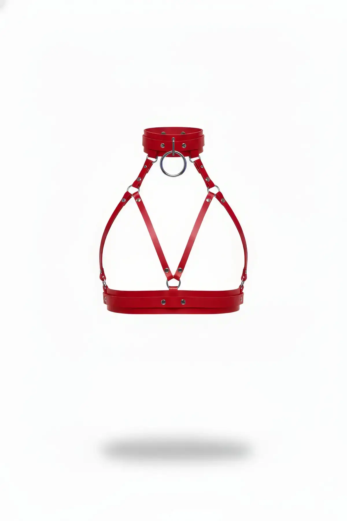 Red Women's Belt with Leather Collar Detail Body Accessory - SH841