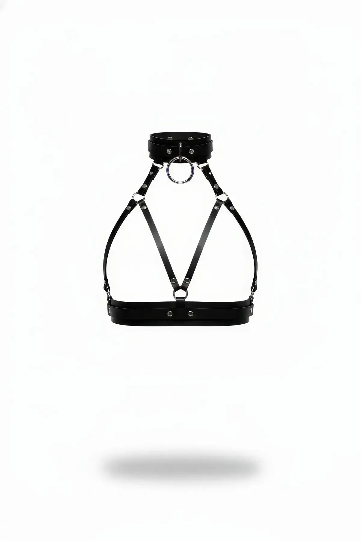 Black Women's Leather Belt with O-Ring Detail Body Accessory - SH841