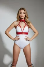 Red Women's Belt with Leather Chest and Collar Details - SH841 - Image 3