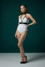 Black Women's Leather Belt Body Accessory with Ring Detail - SH841