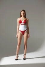 Red Harness Set with Leather Stud Details - SH849 - Image 2