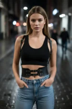 Black Women's Belt Thick Double Buckle Corset Waist Accessory - SH853 - Image 4