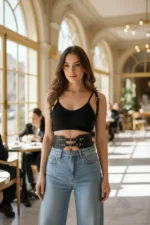 Black Women's Belt Thick Double Buckle Corset Waist Accessory - SH853 - Image 5