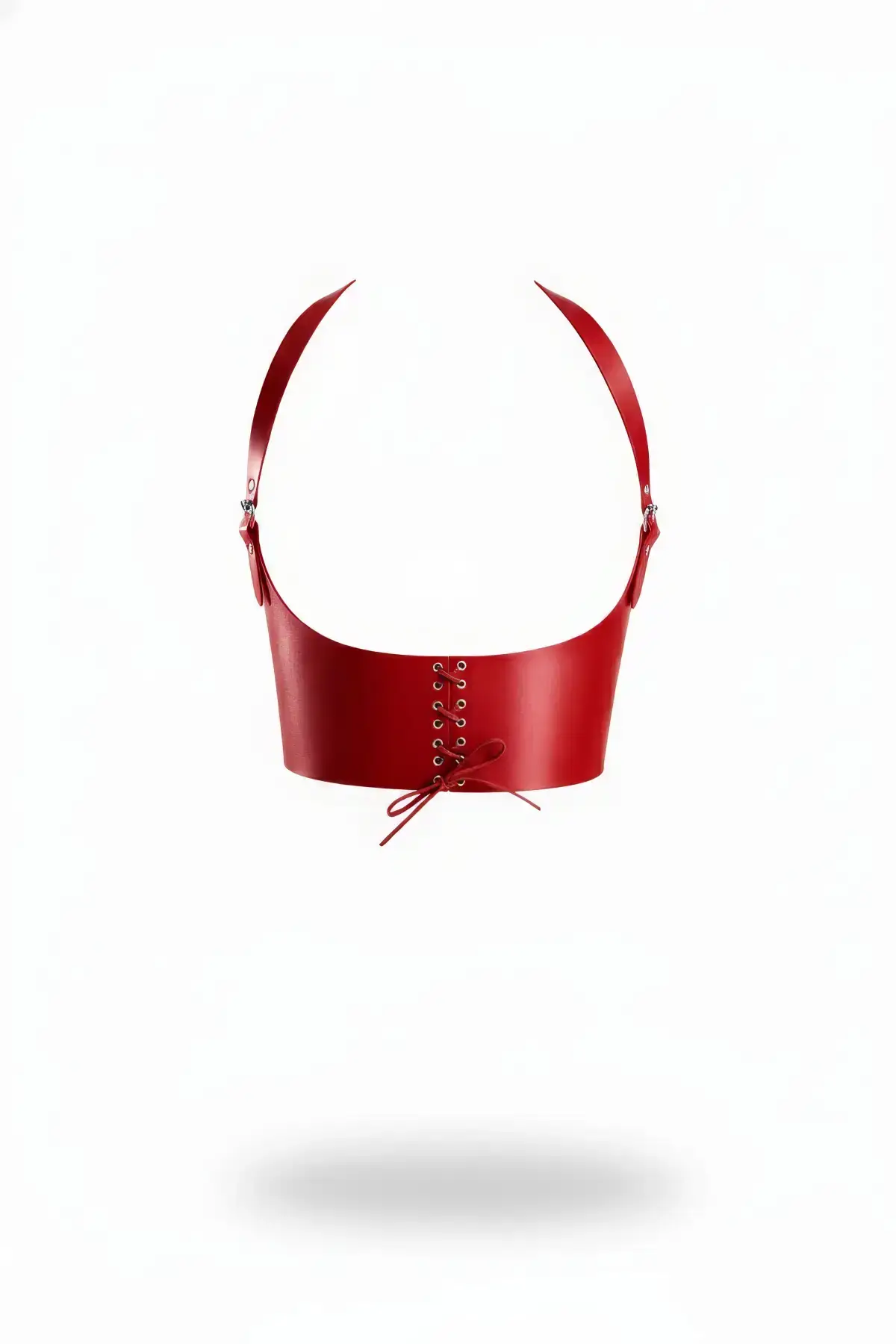 Red Women's Wide Corset Belt with Lace Detail - SH855