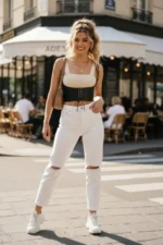 Black Women's Dress with Wide Corset Detail and Belt Tie - SH855