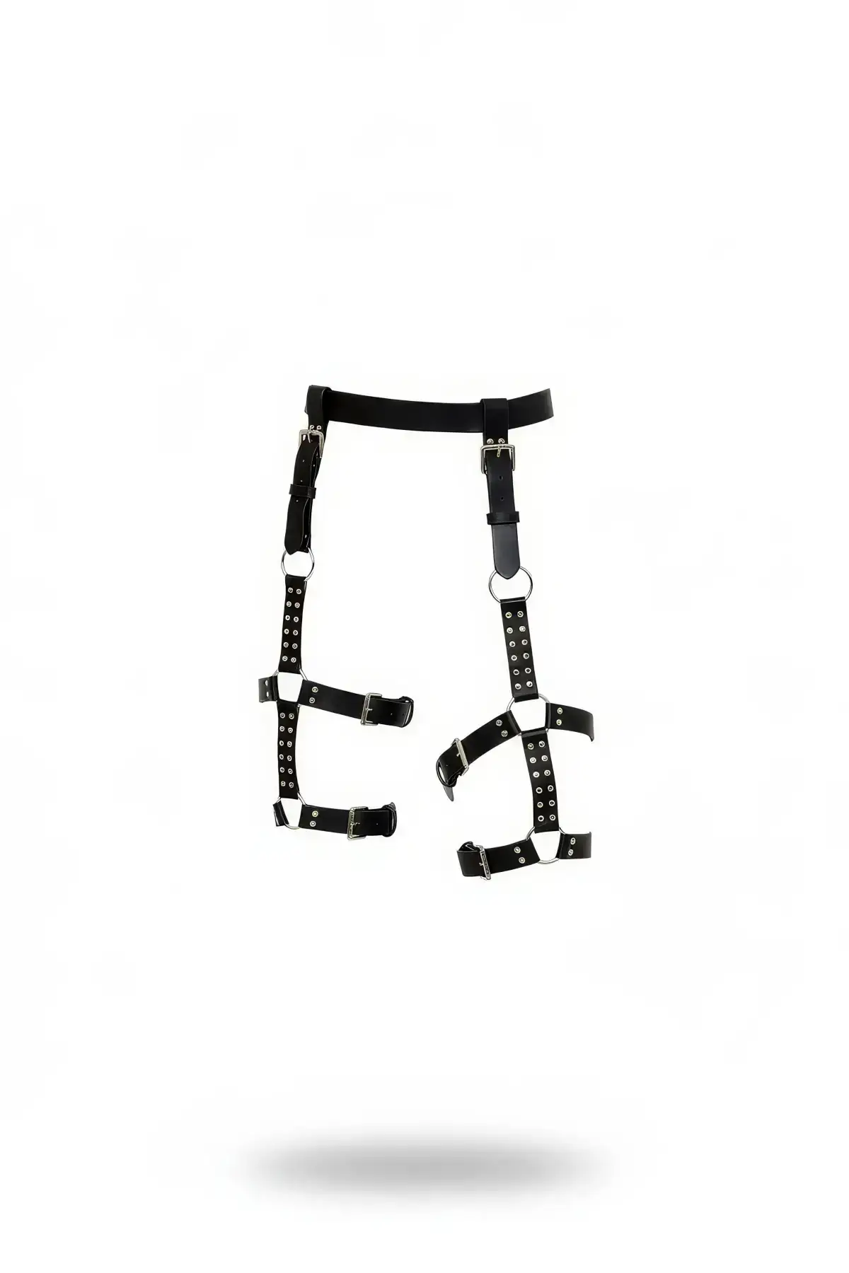 Black Garter Harness with Buckle and Metal Detail Leg - SH862
