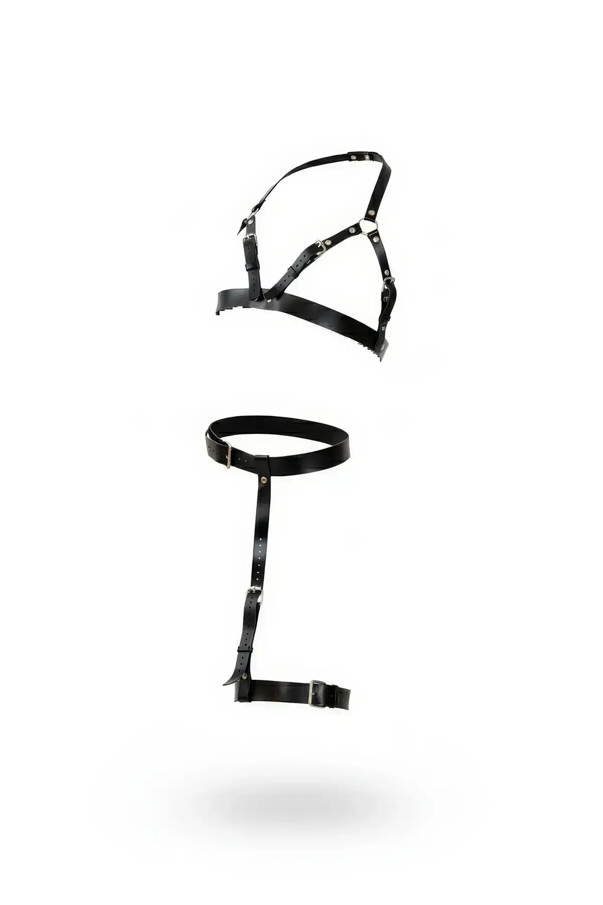 Black Garter Harness Leather Buckle Body Garter - SH863