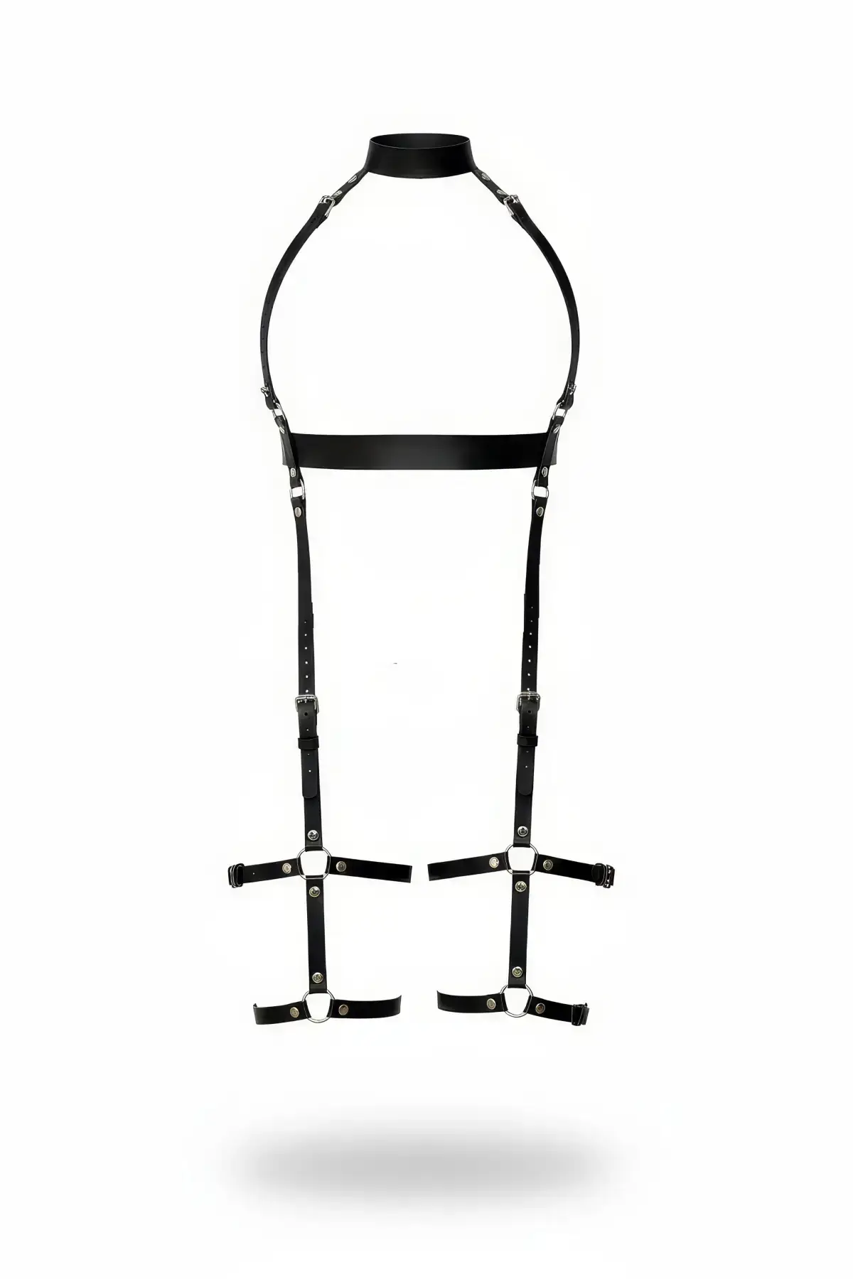 Black Garter Harness Leather Adjustable Body Belt - SH864