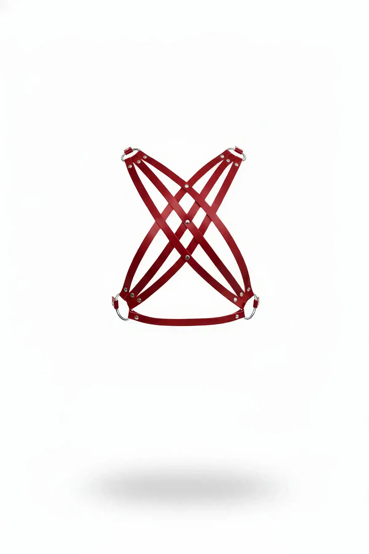 Red Chest Harness Leather Cross Strap Body Accessory - SH867