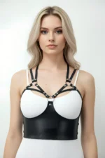 Black Women's Belt Faux Leather Corset Detail Body Accessory - SH872 - Image 3