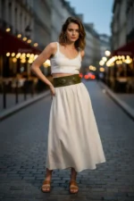 Khaki Women's Belt with Thick Double Buckle Wide Waist Accessory - SH875 - Image 2