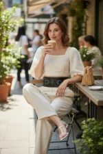 Black Women's Belt with Thick D-Ring Buckle Waist Accessory - SH875