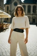 Black Women's Belt with Thick D-Ring Buckle Waist Accessory - SH875 - Image 2