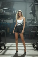 Black Women's Belt Cross Strap Body Accessory with Stud Detail - SH890 - Image 2