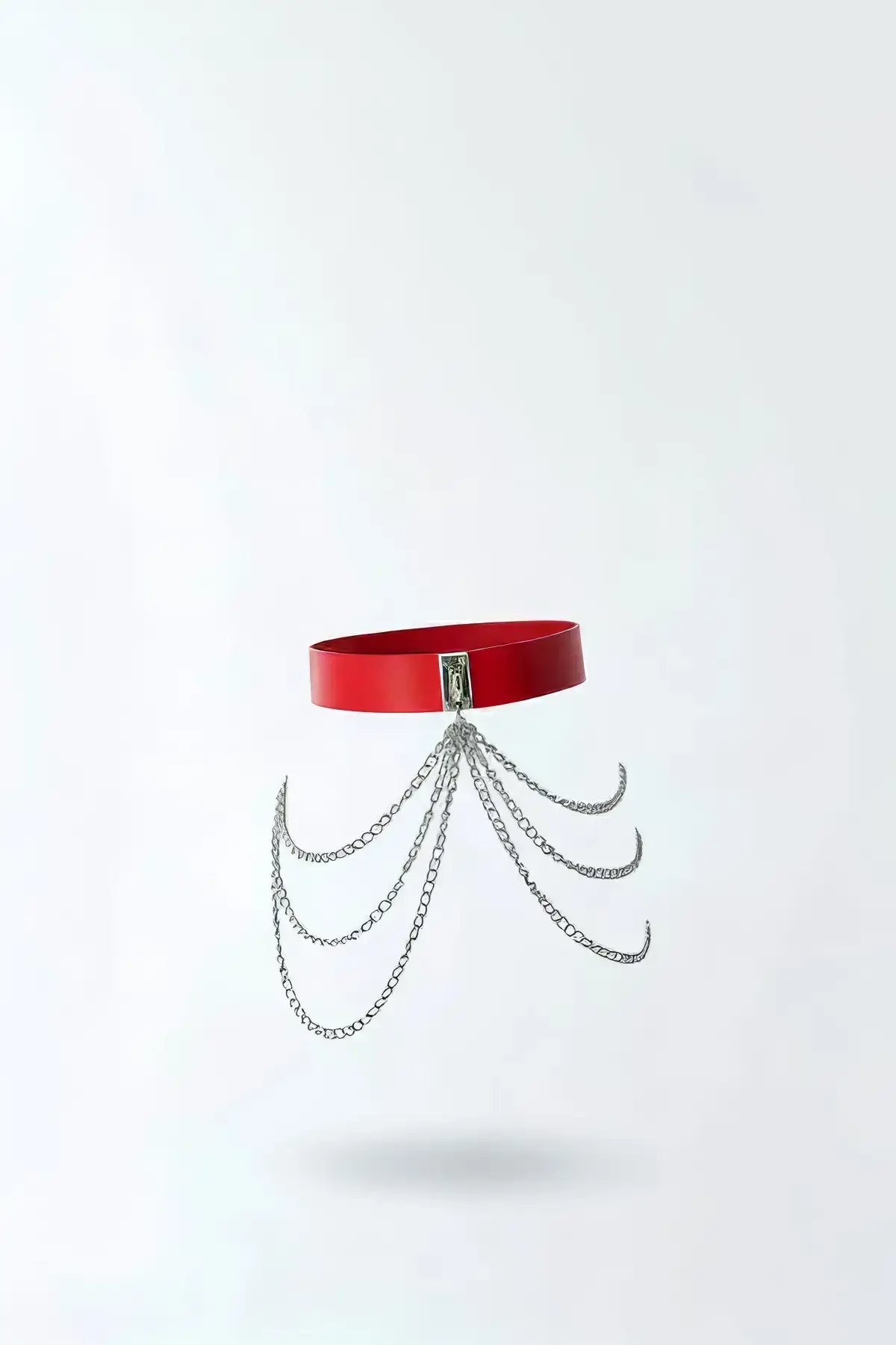 Red Women's Belt with Thick Chain Detail Waist Accessory - SH904
