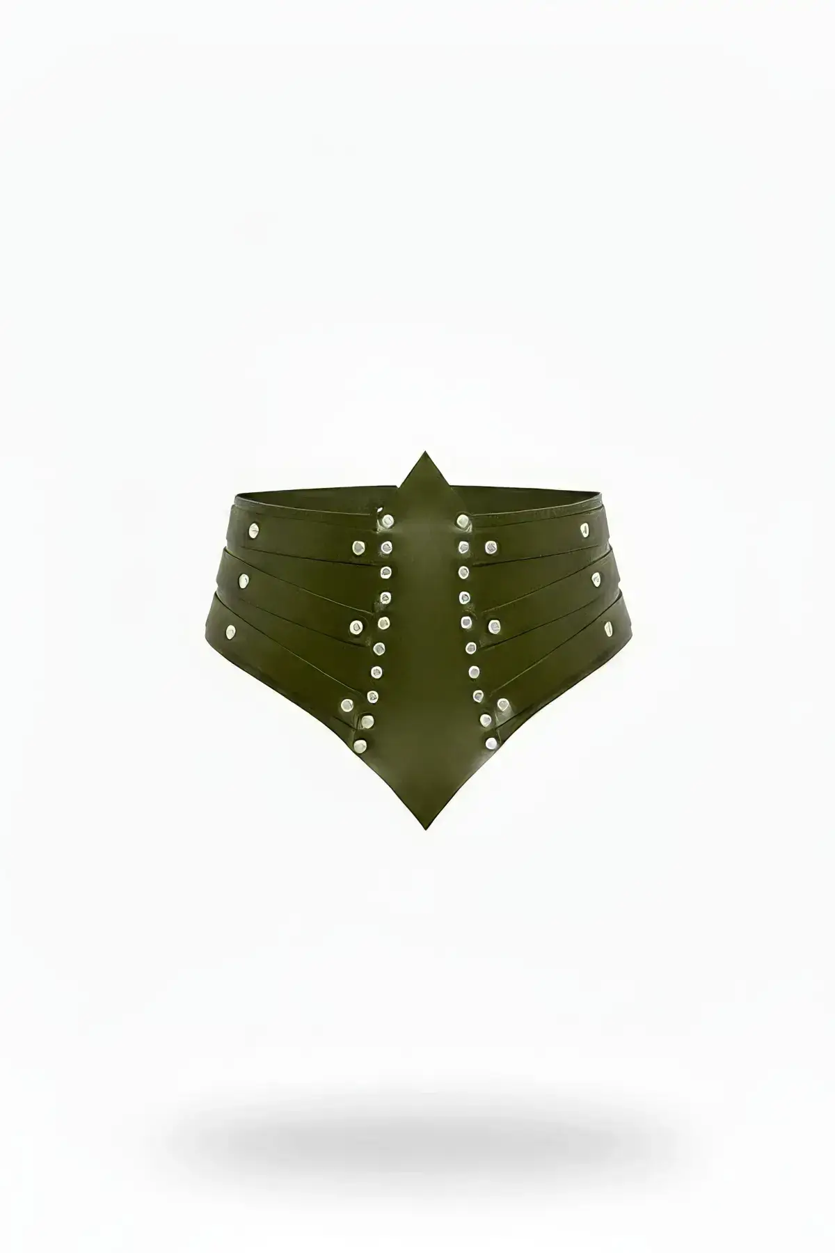Khaki Women's Belt Thick Studded Corset Waist Accessory - SH905