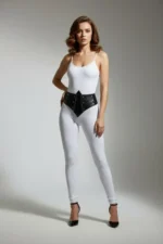 Black Women's Belt with Stud Detail, Thick High Waist - SH905