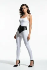 Black Women's Belt with Stud Detail, Thick High Waist - SH905 - Image 3