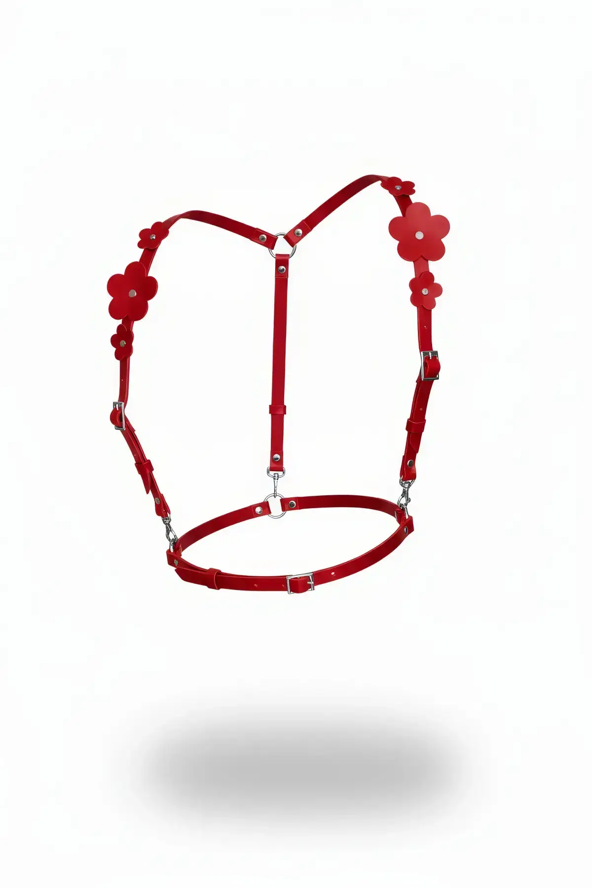 Red Women's Belt Buckle Thin Leather Body Accessory - SH906