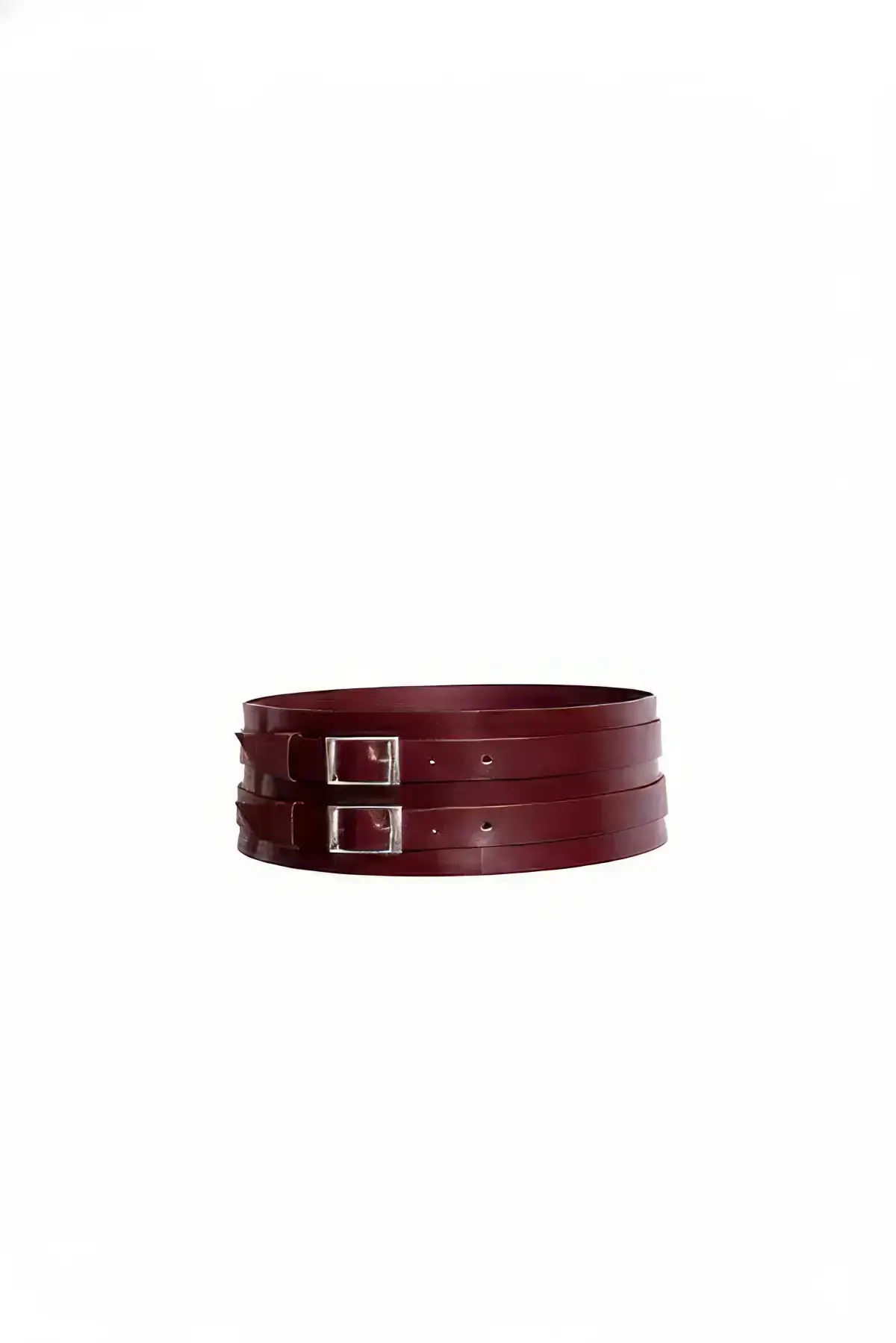 Women's Belt, Thick Double Buckle Leather Waist Accessory - SH907