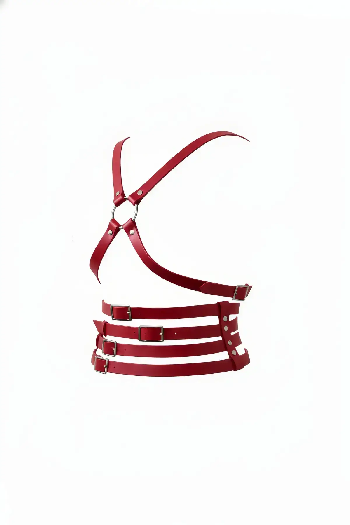 Red Women's Belt with Thick Band and Metal Buckle Body Accessory - SH911