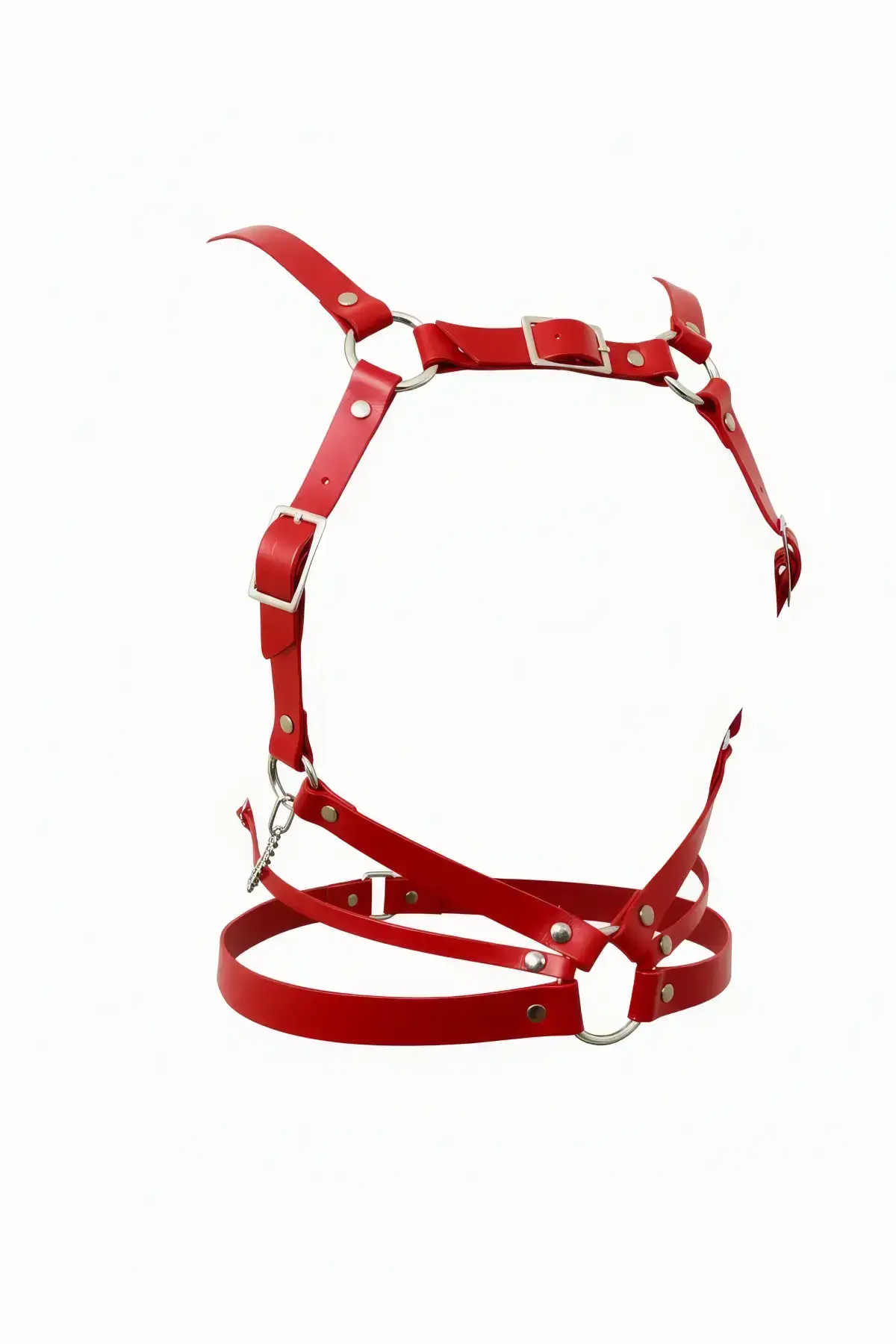 Red Women's Belt with Multiple Straps and Ring Detail Body Accessory - SH912