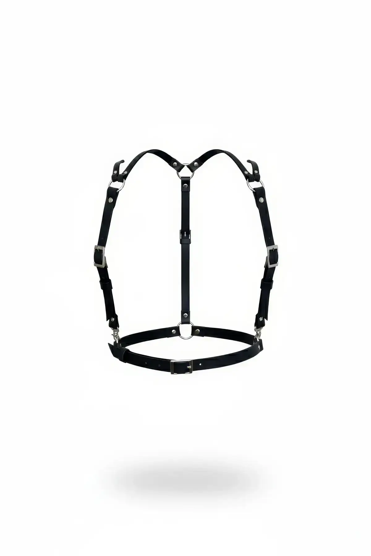 Black Women's Leather Belt Body Accessory with Adjustable Buckle - SH916